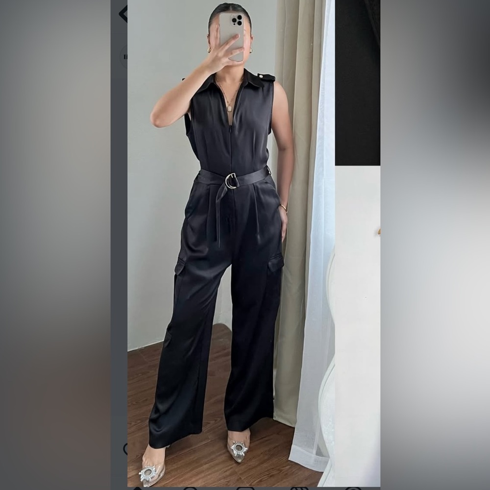 Zara Black Satin Jumpsuit